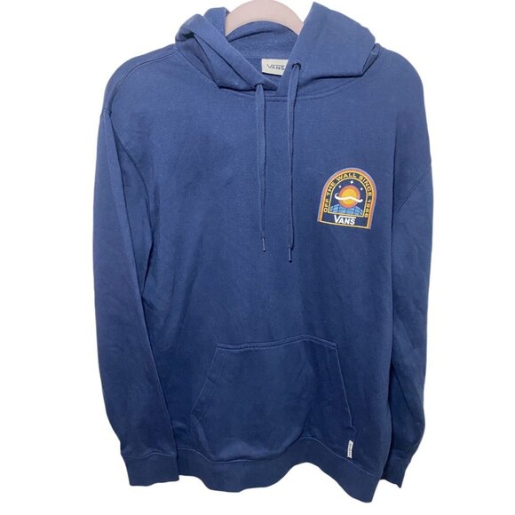 Vans Spaced Printed Hoodie Sweatshirt Mens Medium Navy Blue Space Logo Graphic - Picture 2 of 8